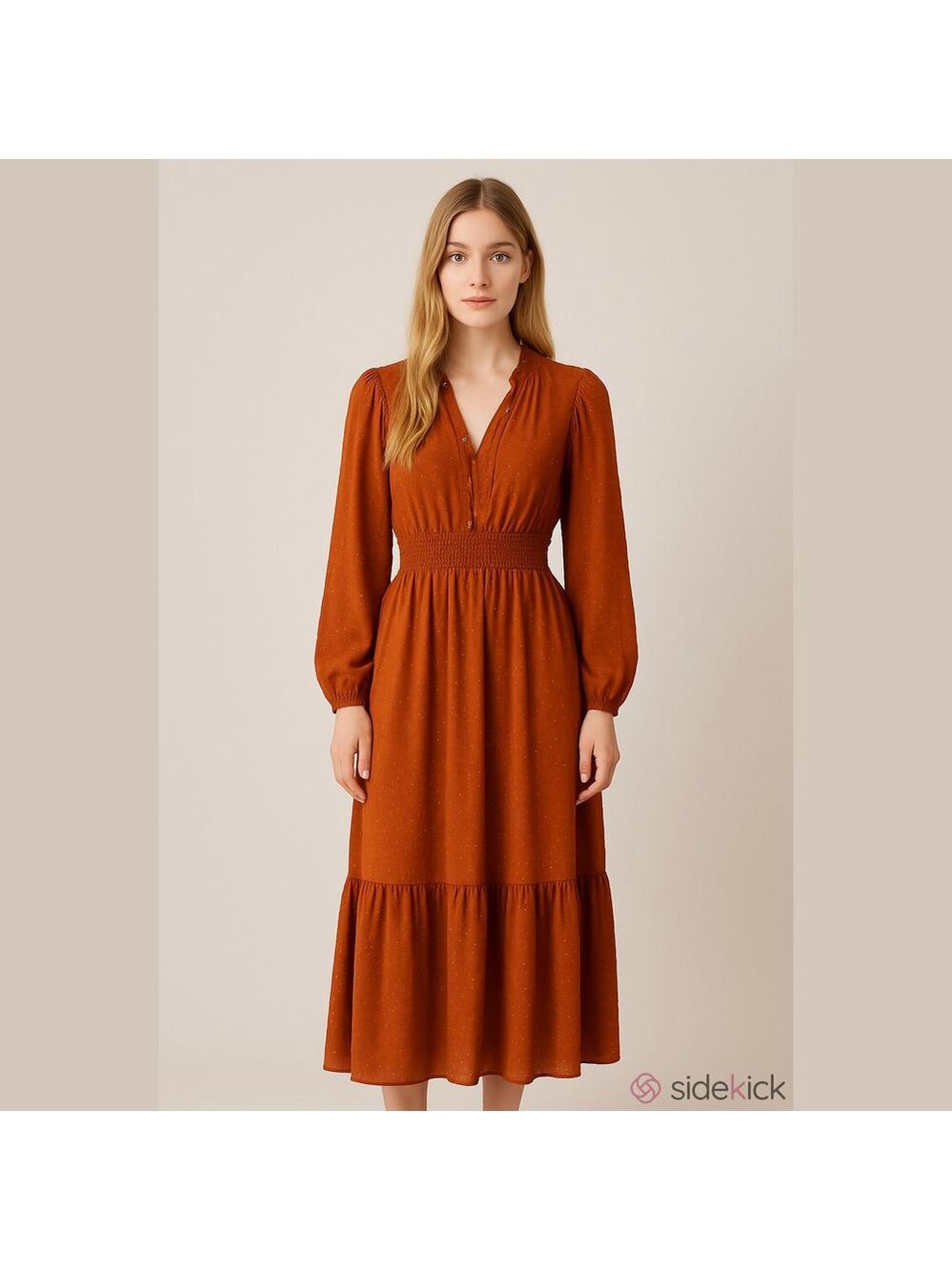 By The River Country Dress, SZ M, Waist 18”, Length 45” Approximately, Rust